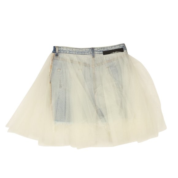 UNRAVEL PROJECT Blue Wash Tulle Denim Mini Skirt Size 25 $770 - Picture 3 of 4